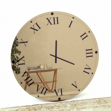 Orologio Rotondo da Parete in Cristallo Specchiato Made in Italy - Ingranaggio Viadurini