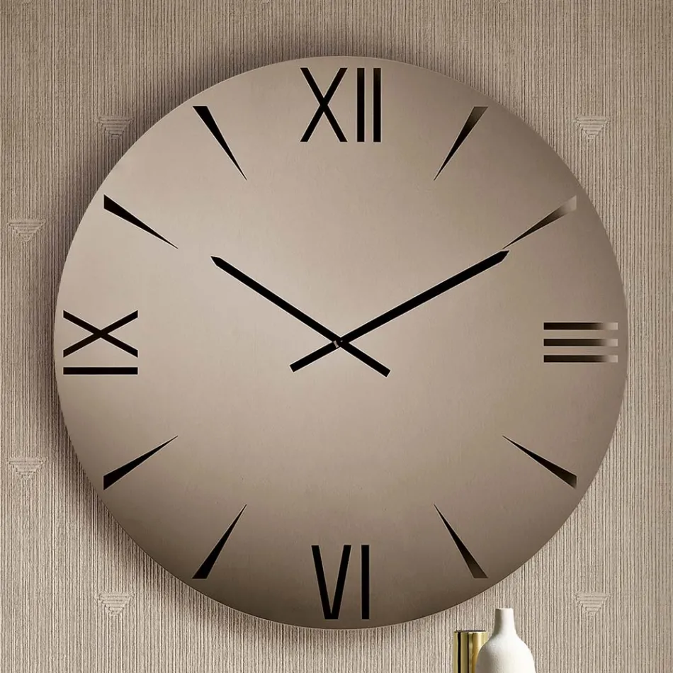 Orologio Rotondo in Vetro Specchiato con Numeri Incisi a Laser - Clelia Viadurini