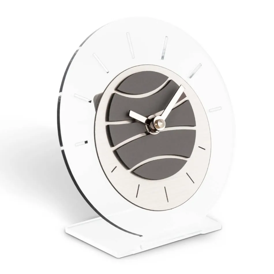 Orologio Tondo da Tavolo in Metacrilato Trasparente Made in Italy - Strange Viadurini