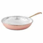 Padella Tonda in Rame Stagnato a Mano con Manico e Coperchio 28 cm - Gianluigi Viadurini