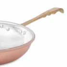 Padella Tonda in Rame Stagnato a Mano con Manico e Coperchio 36 cm - Gianluigi Viadurini