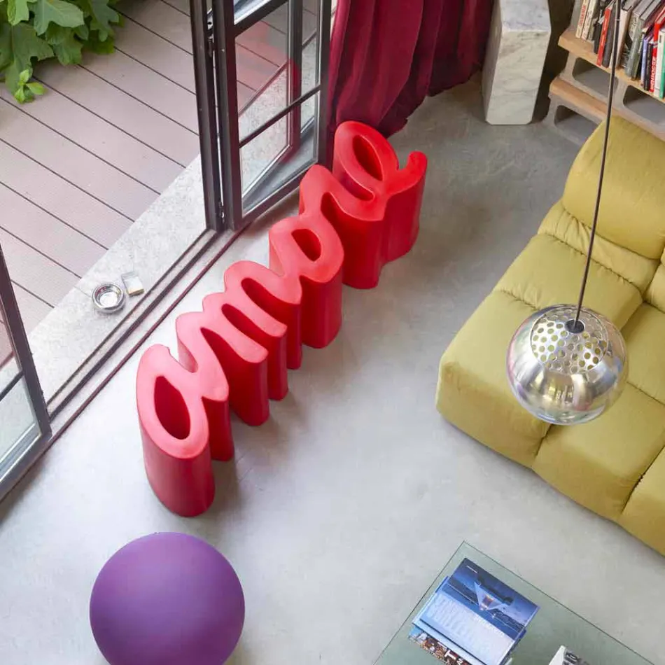 Panchina colorata di design Slide Amore moderno fatta in Italia Viadurini