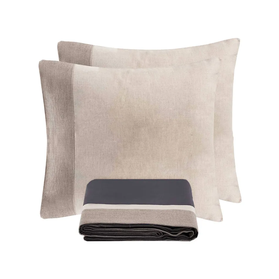 Parure Copripiumino in 90% Cotone e 10% Lino con 2 Federe Made in Italy - Nestle Viadurini