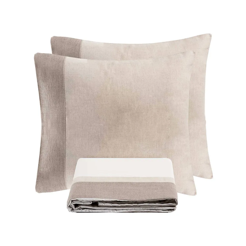 Parure Copripiumino in 90% Cotone e 10% Lino con 2 Federe Made in Italy - Nestle Viadurini