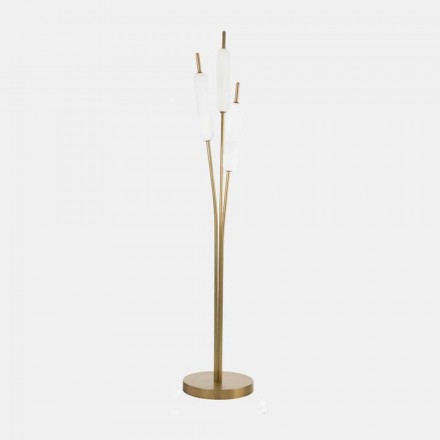 Piantana a 3 Luci in Ottone e Vetro Design Moderno Elegante - Typha by Il Fanale Viadurini