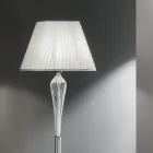 Piantana Classica in Vetro Lavorato a Mano Rigaton e Metallo Oro - Fievole Viadurini