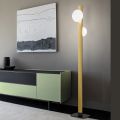 Piantana in Alluminio e Luce in Vetro Soffiato Bianco - Alma