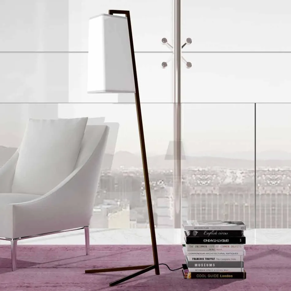 Piantana in Metallo con Paralume in Cotone Bianco Moderna Made in Italy - Barton Viadurini