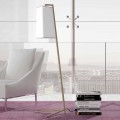 Piantana in Metallo con Paralume in Cotone Bianco Moderna Made in Italy - Barton
