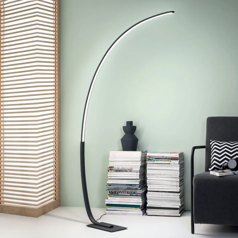 Piantana Moderna a LED Dimmerabile in Metallo Nero, Oro o Bianco - Gondola Viadurini