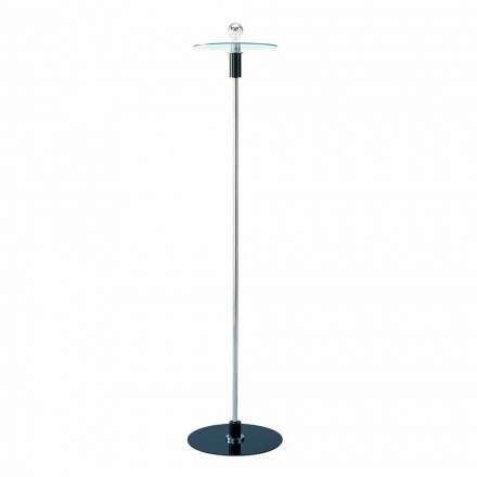 Piantana Moderna con Struttura Cromata e Piatto in Vetro Made in Italy - Saturno Viadurini