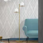 Piantana Moderna in Metallo Finitura Ottone e Vetro Opale Made in Italy - Carima Viadurini