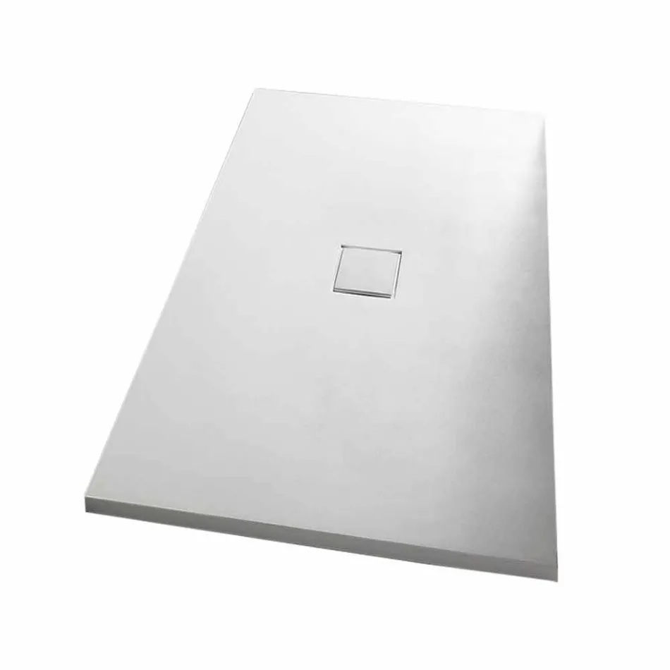 Piatto Doccia 160x80 cm in Resina Bianca con Piletta e Copripiletta - Estimo Viadurini