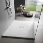 Piatto Doccia Design Quadrato 90x90 in Resina Bianca Effetto Velluto - Estimo Viadurini