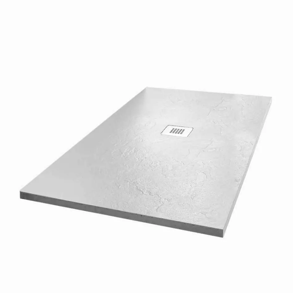 Piatto Doccia in Resina Bianca 140x70 con Griglia in Acciaio e Piletta - Sommo Viadurini