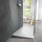 Piatto Doccia Moderno 90x70 in Resina Bianca Effetto Ardesia - Sommo Viadurini