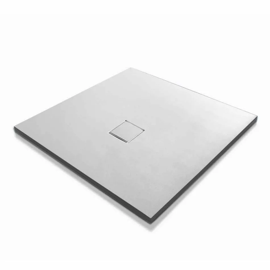 Piatto Doccia Quadrato 80x80 cm in Resina Bianca Effetto Velluto - Estimo Viadurini
