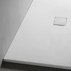 Piatto Doccia Rettangolare 140x90 cm in Resina Bianca Effetto Velluto - Estimo Viadurini