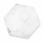 Piatto Esagonale di Design in Marmo Bianco di Carrara Made in Italy - Sintia Viadurini