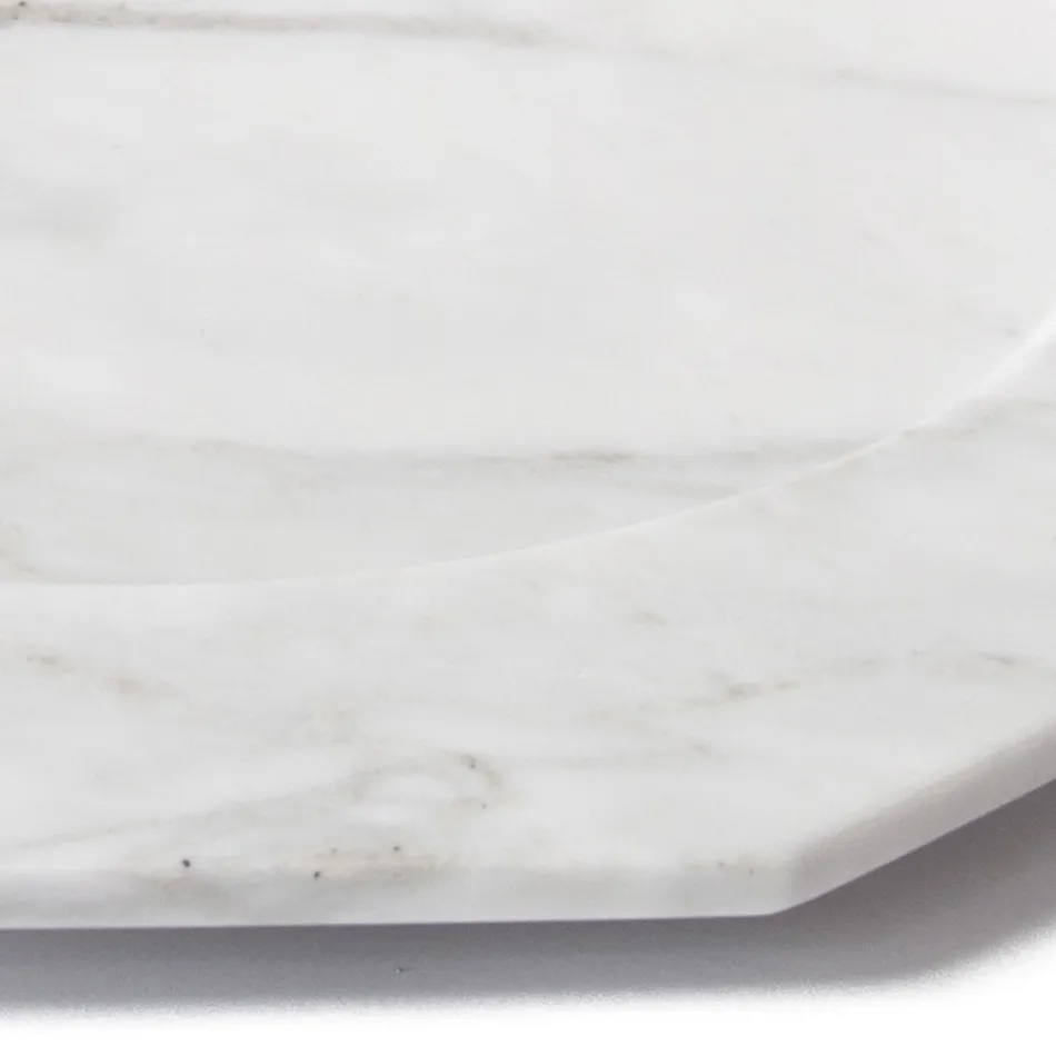 Piatto Piano Grande in Marmo Arabescato Satinato di Design Italiano - Rodio Viadurini