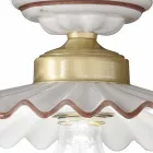 Plafoniera a soffitto ceramica lucida e filo colorato Ferroluce Viadurini