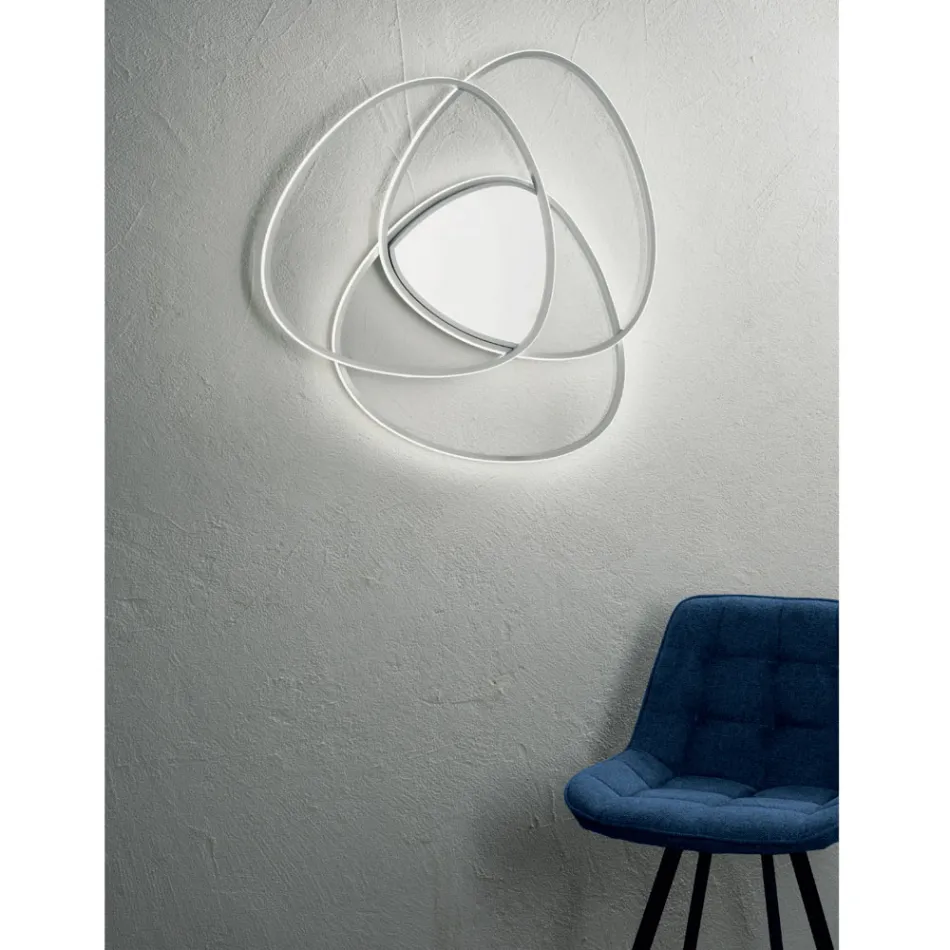 Plafoniera Applique a LED in Metallo Finitura Oro o Argento - Rosella Viadurini