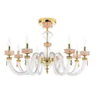 Plafoniera Classica 8 Luci in Vetro Artigianale Lusso Italiano - Saline Viadurini
