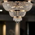 Plafoniera in Ferro Dorato con Strass Made in Italy - Austria