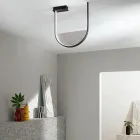 Plafoniera in Metallo Verniciato e Inserto Amovibile in Vetro Granigliato - Catalpa Viadurini