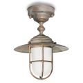 Plafoniera in Ottone Vintage da Esterno, Vetro Opale IP44 - Elfico