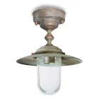 Plafoniera in Ottone Vintage da Esterno, Vetro Trasparente IP44 - Elfico Viadurini