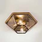 Plafoniera in Vetro e Ottone Brunito Vintage 2 Misure - Rilegato by Il Fanale Viadurini