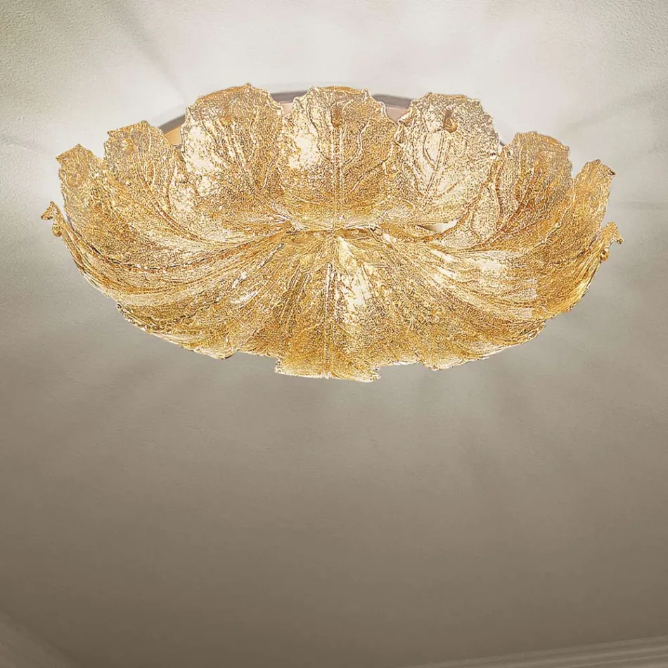 Plafoniera in Vetro Veneziano e Metallo Bianco Made in Italy - Artemide Viadurini
