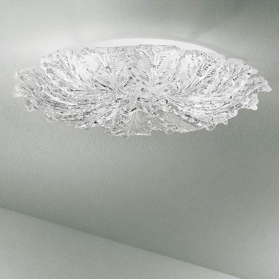Plafoniera in Vetro Veneziano e Metallo Bianco Made in Italy - Artemide Viadurini