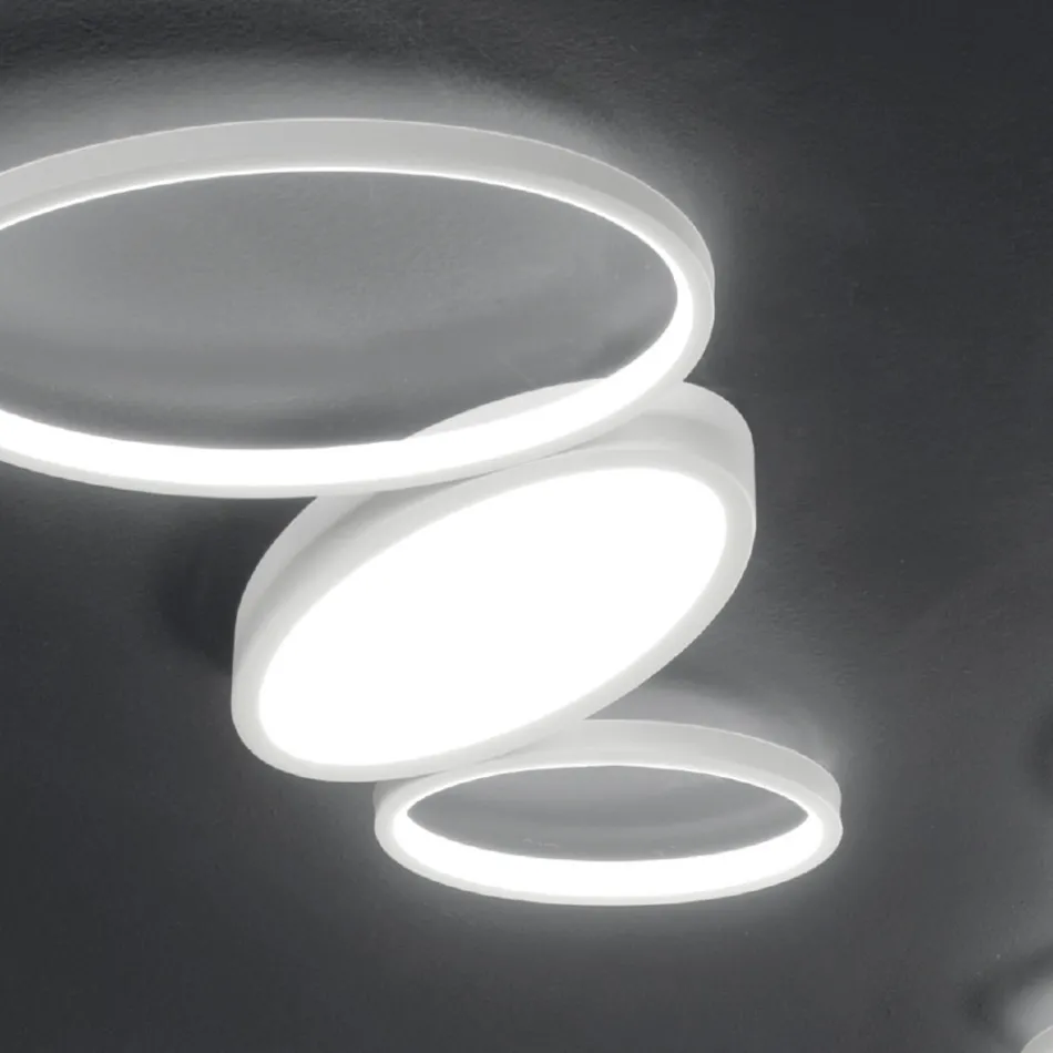 Plafoniera Moderna in Metallo Bianco o Oro a LED Dimmerabile - Raissa Viadurini