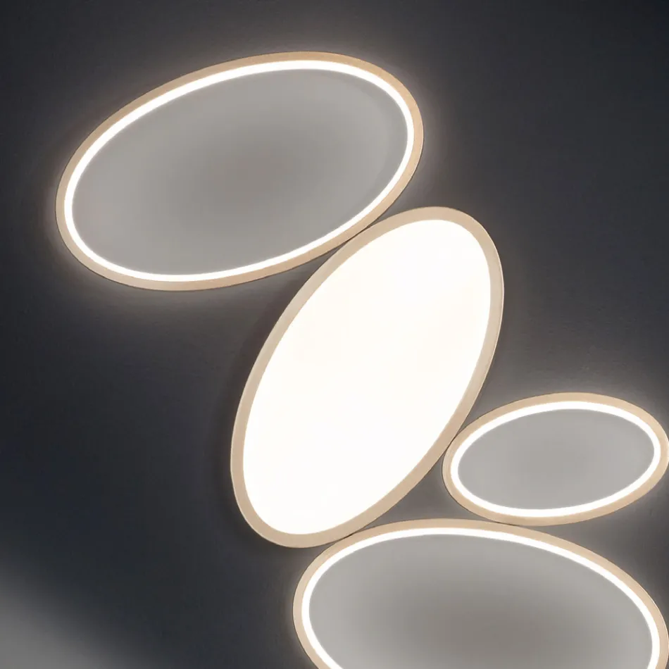 Plafoniera Moderna in Metallo Bianco o Oro a LED Dimmerabile - Raissa Viadurini
