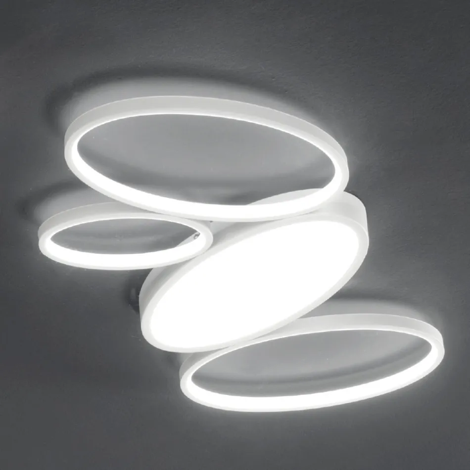 Plafoniera Moderna in Metallo Bianco o Oro a LED Dimmerabile - Raissa Viadurini