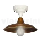 Plafoniera Vintage da Esterno in Alluminio e Ottone Made in Italy - Adela Viadurini