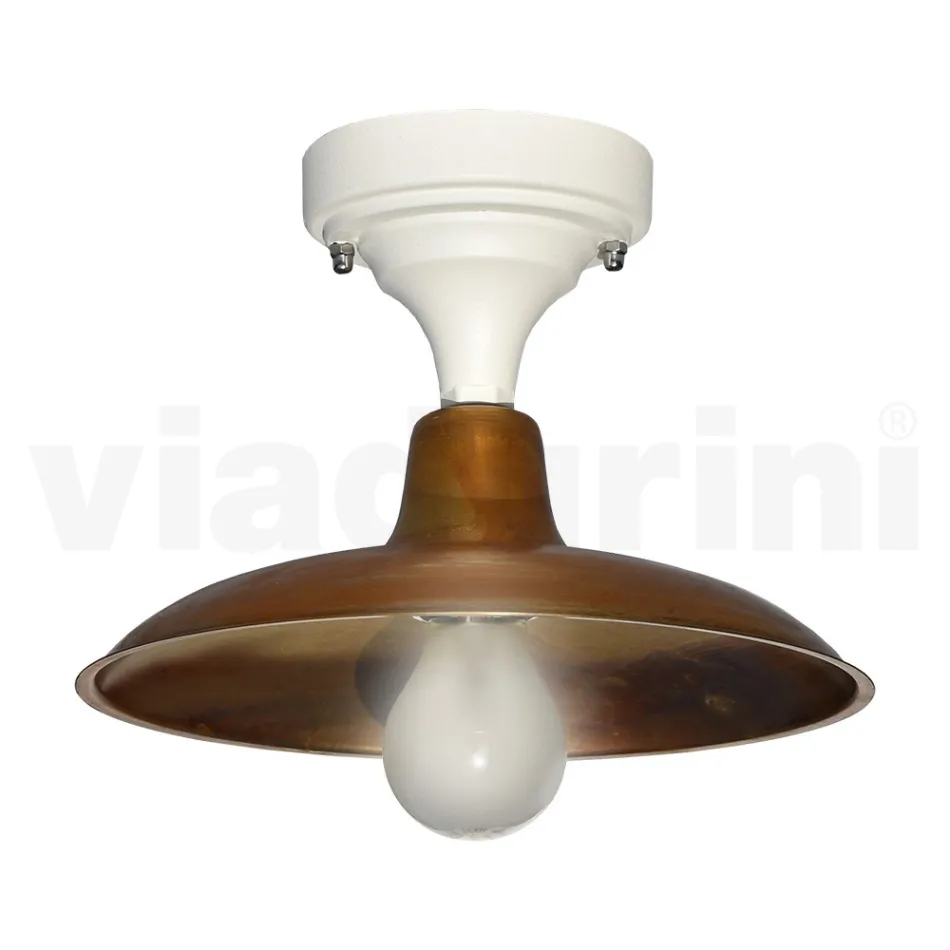 Plafoniera Vintage da Esterno in Alluminio e Ottone Made in Italy - Adela Viadurini