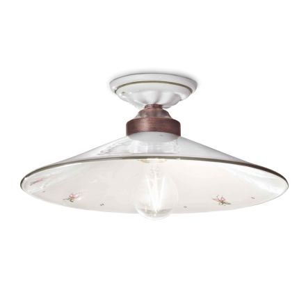 Plafoniera Vintage in Ceramica e Ferro Fatta a Mano in 3 Misure - Asti Viadurini