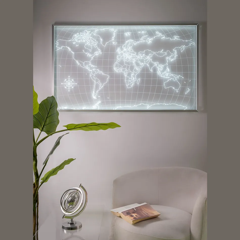 Planisfero Luminoso da Parete Realizzato in Plexiglass Made in Italy - Amaris Viadurini