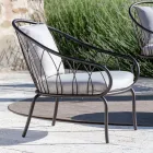 Poltrona Bassa da Giardino in Metallo e Cuscino Made in Italy - Fontana Viadurini
