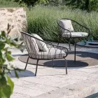 Poltrona Bassa da Giardino in Metallo e Cuscino Made in Italy - Fontana Viadurini