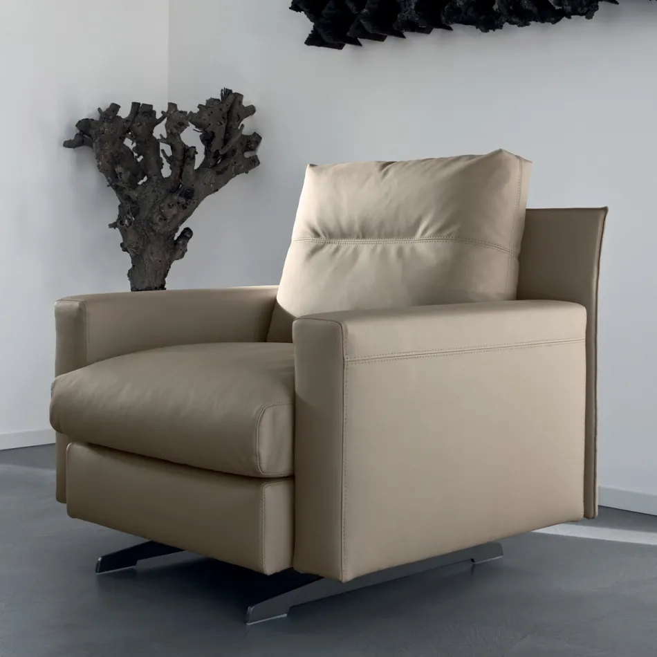 Poltrona con Cuscino Seduta Imbottito in Piuma e Poliestere Made in Italy - Malizioso Viadurini
