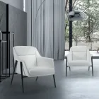 Poltrona con Struttura in Acciaio Nero e Seduta in Ecopelle Made in Italy - Modena Viadurini