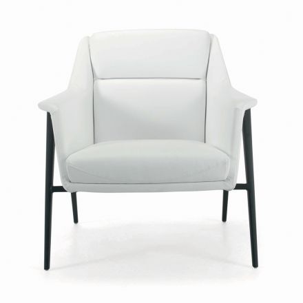 Poltrona con Struttura in Acciaio Nero e Seduta in Ecopelle Made in Italy - Modena Viadurini