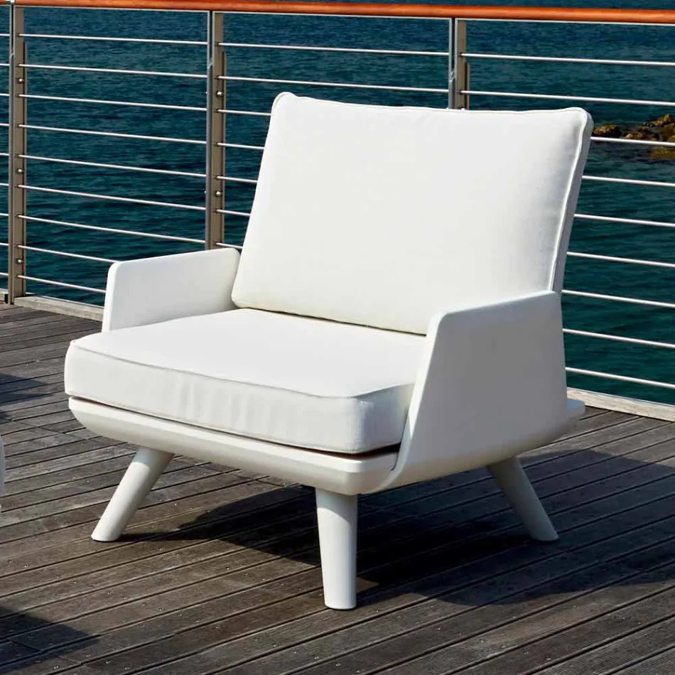 Poltrona da Esterno Imbottita di Design Bianco e Moderno - Samurai by Myyour Viadurini