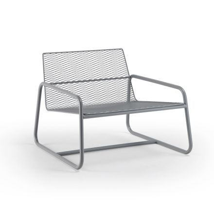Poltrona da Esterno in Metallo con Cuscino di Lusso Made in Italy - Karol Viadurini