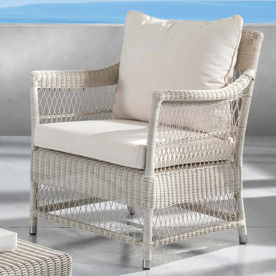 Poltrona da Esterno in Polyrattan Intrecciato a Mano - Gigi Viadurini
