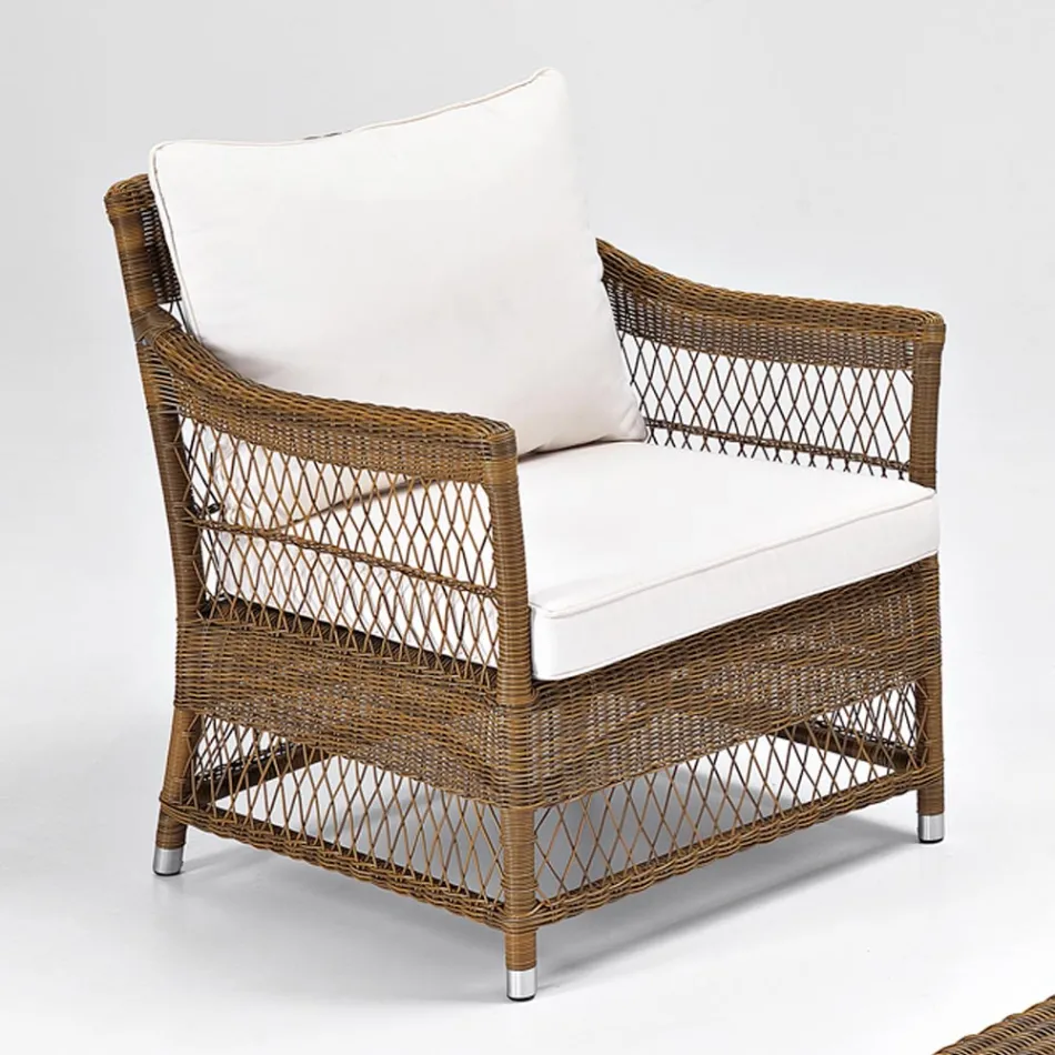 Poltrona da Esterno in Polyrattan Intrecciato a Mano - Gigi Viadurini